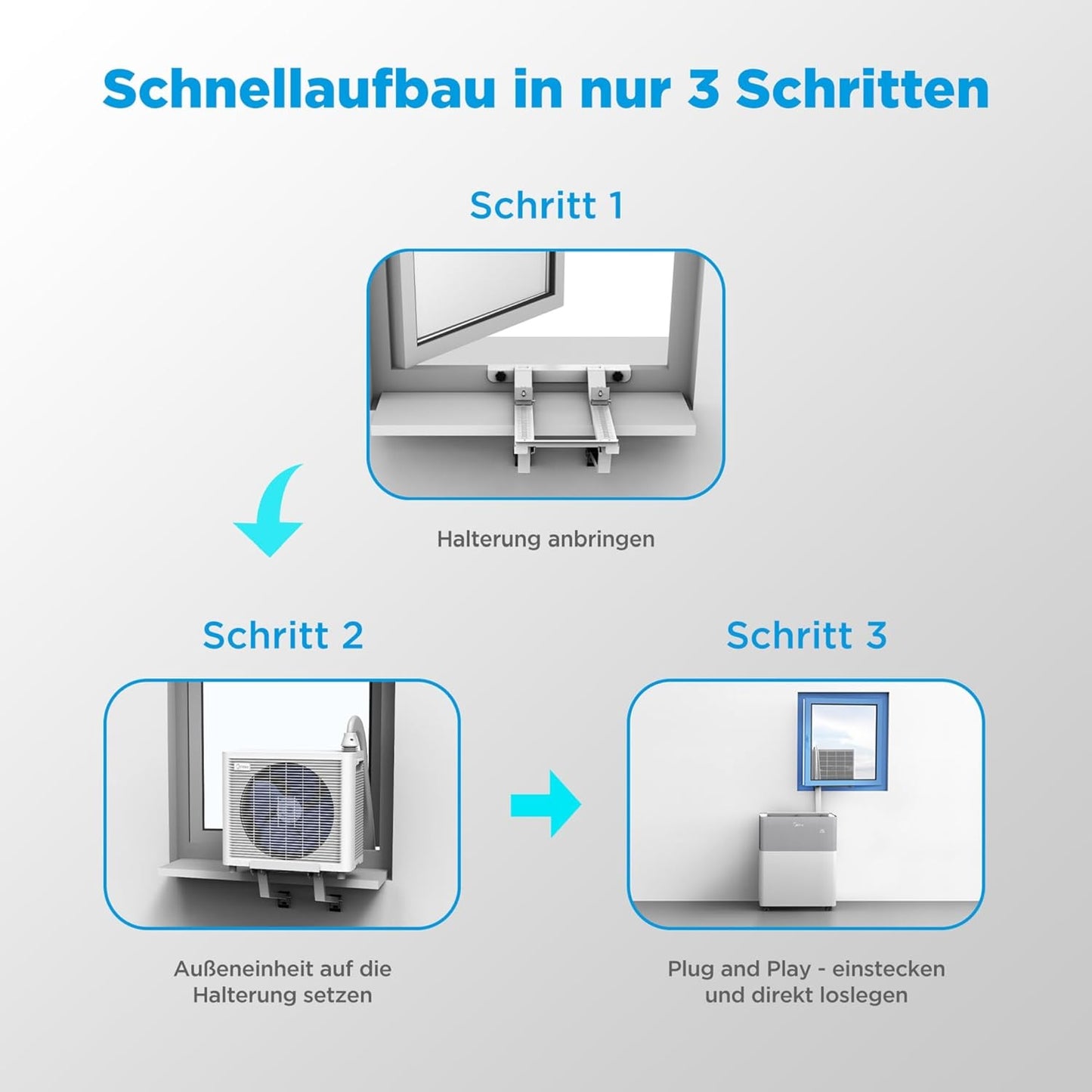 Midea Portasplit Air Conditioning, Mobile Heat Pump, Cooling A++/Heating A+, 12000 BTU 3.5 kW, for Rooms up to 42 m² / 105 m³, Only 39 dB(A) in Silent Mode